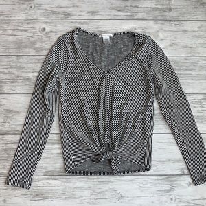 Caution to the Wind Black Striped Top Size Small